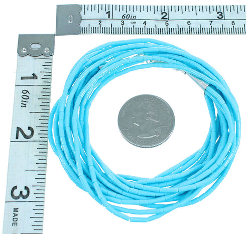 Sterling Silver 5-Strand Turquoise Heishi Bead Necklace RX113221